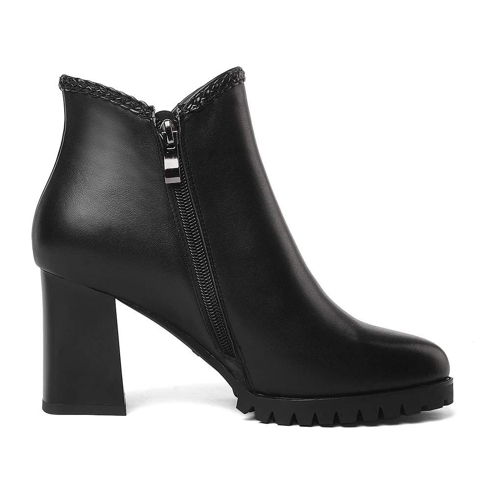 Elegante Tacón Cuero Marca Negro Mujer Diseño Plataforma Genuino Zapatos Arco De Doratasia Botas Vaca Alto wYPIqRaA