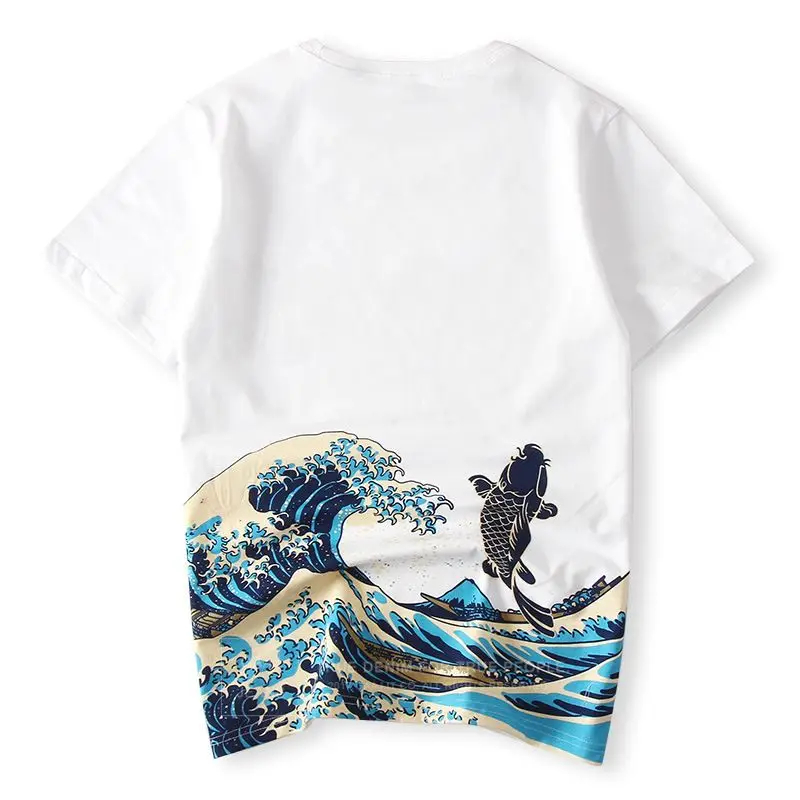 Мужские футболки с принтом рыбы, футболка высокого качества в китайском японском стиле, футболки для мужчин размера плюс 3XL 4XL, футболка с круглым вырезом# HI8QQ