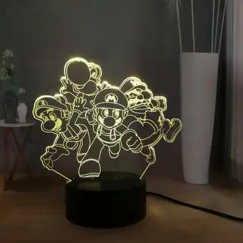 

LED night light 3D Lovely plumber Mario Family RGB Multicolor Desk Lamp Children Kids Desk Bed Lamp Holiday Atmosphere Light