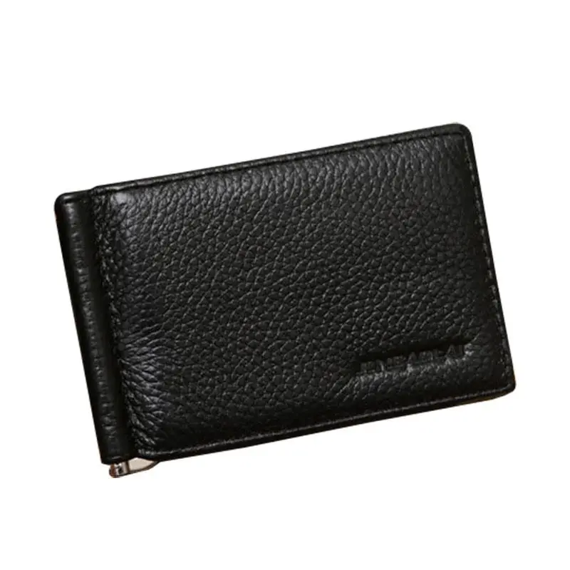 

JINBAOLAI Men Real Wallet With Money Clip Bifold Black Quality Guarantee Soft Leather Wallet Male Practical