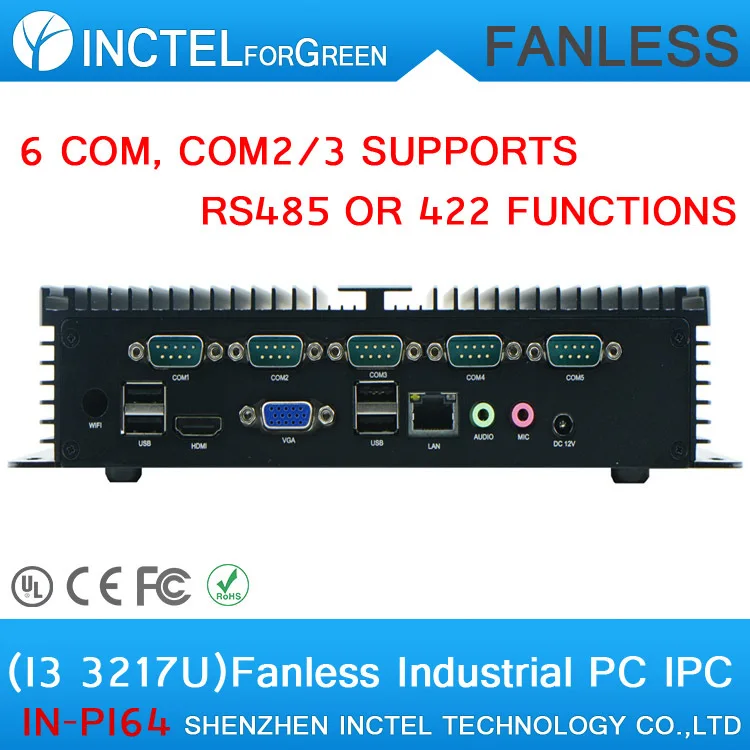 

Fiscal end aluminum fanless Embedded Computer with I3 3217U 6COM 4G RAM onboard 2 Intel Lan support Wake on LAN dual 24BIT LVDS