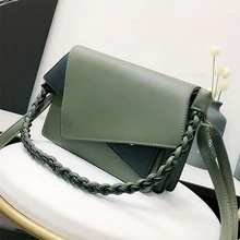 ETAILL Fashion Panelled Women Bags Europe and America Style Knitting Strap Shoulder Bag Pu Leather Handbags
