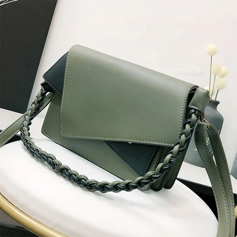 ETAILL Fashion Panelled Women Bags Europe and America Style Knitting Strap Shoulder Bag Pu font b
