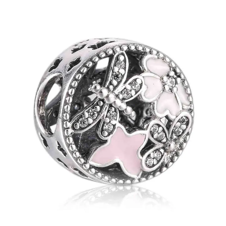 

Authentic 925 Sterling Silver Bead Charm Vintage Openwork Springtime Beads Fit Women Pandora Bracelet Bangle DIY Jewelry
