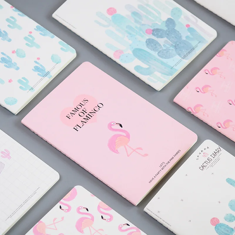 

Cute Kawaii Cartoon Animal Cactus Flamingo Notebook Diary Book Portable Notepad Stationery Office School Supplies for Kids Gift