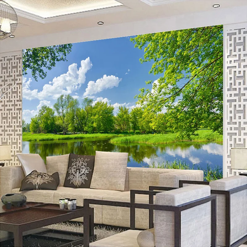 Personnalisé Bleu Ciel Et Blanc Nuages Naturel Paysage Mural