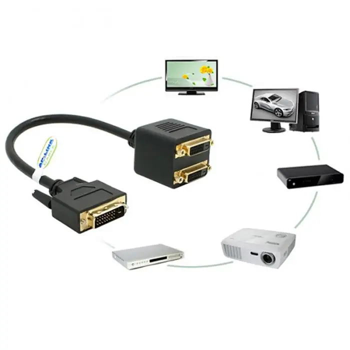 Адаптер DVI-D штекер на двойной 2 DVI-I Женский видео Y сплиттер кабель адаптер GT66
