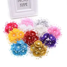 18Pcs Artificial Flower 3.5cm Silk Pearl Sakura Bouquet Wedding Home Decoration DIY Garland Scrapbook Craft Fake Flower