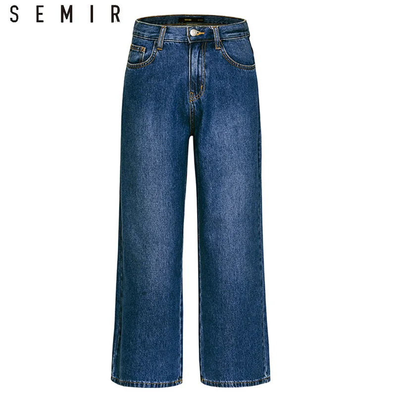 SEMIR новые джинсы для женщин 2019 свободные штаны в винтажном стиле широкие брюки с