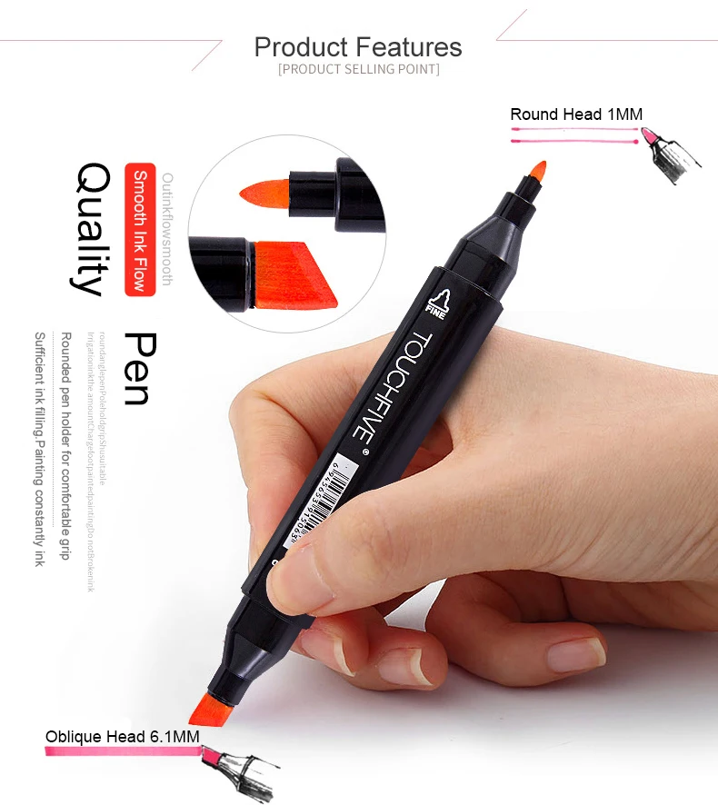 TouchFive 12/20 Вт, 30 Вт/40/60/80/168 Цвета маркер для рисования ручка двойной головой на спиртовой основе эскиз маркеры для рисования манги ручка для дизайнеров