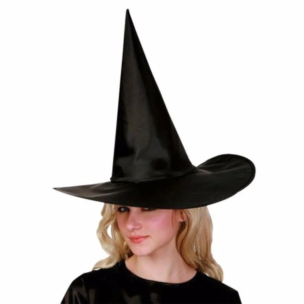 Шляпа ведьмы на Хэллоуин, 6 шт., черная шляпа ведьмы для взрослых женщин, аксессуар для костюма ведьмы на Хэллоуин, кепка Y722 - Цвет: WDL70809465