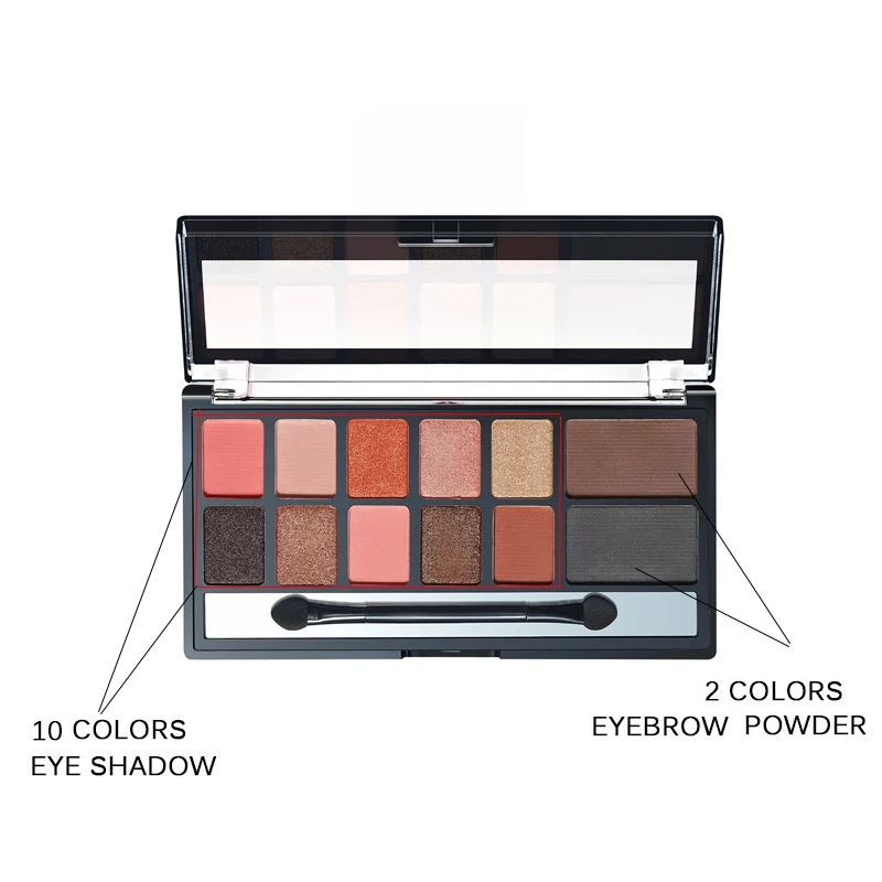 2019 12 Colors Shimmer Eye Shadow Makeup Palette Matte Earth Color Eyeshadow Palette Cosmetics Waterproof Pigment Kits