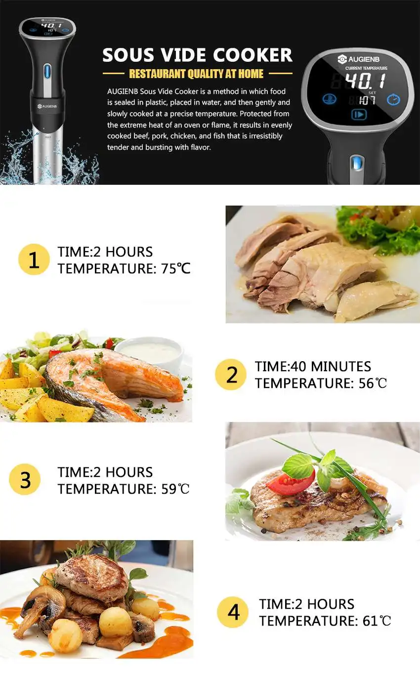 AUGIENB 800 Вт вакуумная медленная Sous Vide плита 15л погружной циркулятор Машина lcd цифровой таймер из нержавеющей стали