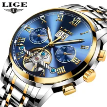 LIGE Men Watches New Top Brand Luxury Automatic font b Mechanical b font Watch Business Waterproof