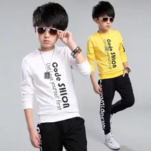 Letter Print Blouse Fashion 2-12years Boy T-Shirts Long Sleeve Causal Letter Print Cotton Shirts Kids Tops Tees Clothes
