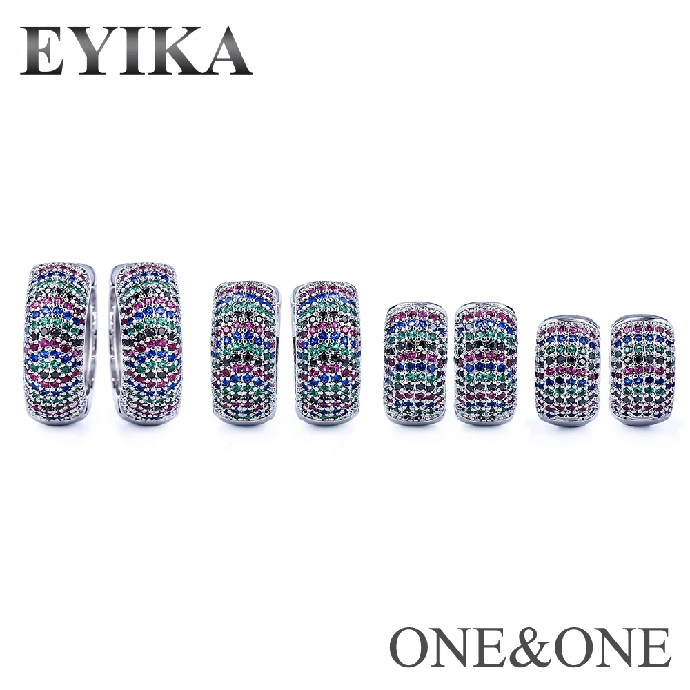 

EYIKA Round cubic zircon hoop earring Sets fashion women jewelry design with AAA CZ three colors Free Shipping