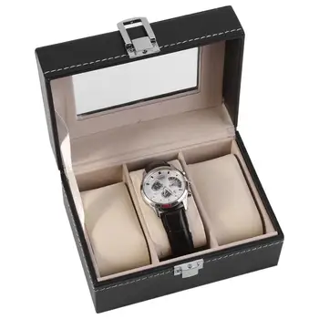 

3 Grids PU Leather Watch Box Jewelry Storage Holder Case Display Box Transparant Watch Box Luxury Gift Collector Organizer