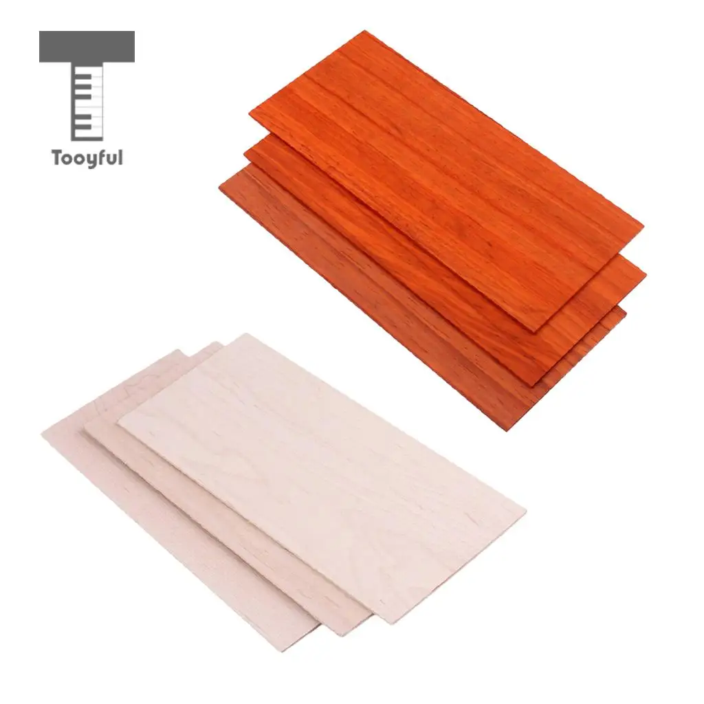 Tooyful 3 Sets Head Veneer Red Wood+Maple Guitar Head Veneer Headplate Luthier DIY