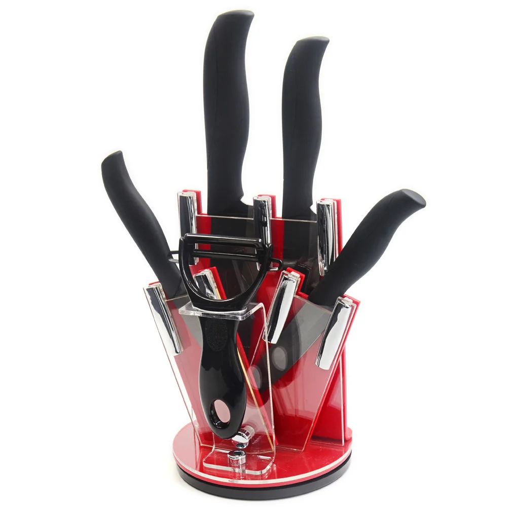 

Kitchen Knife 3" 4" 5" 6"Inch Zirconia Ceramic Knife Sets One Black Peeler +A Acrylic Knife Holder High Grade Cooking Tools Sale