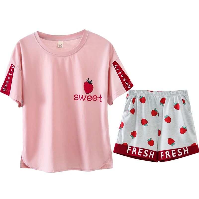 

2019 Summer Short sleeve Pajama Set kawaii cartoon Print sleepwear for Women Pajamas short pant 2 Pieces Set Nightwear Pijamas