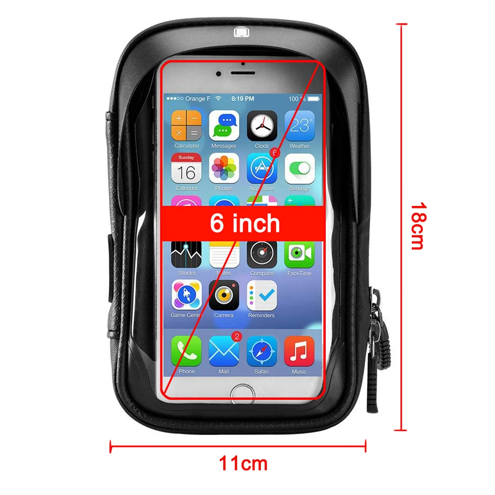 Untoom 6.0 inch Waterproof Bicycle Phone Holder Bike Motorcycle Handlebar Cell Phone Stand Mount fo