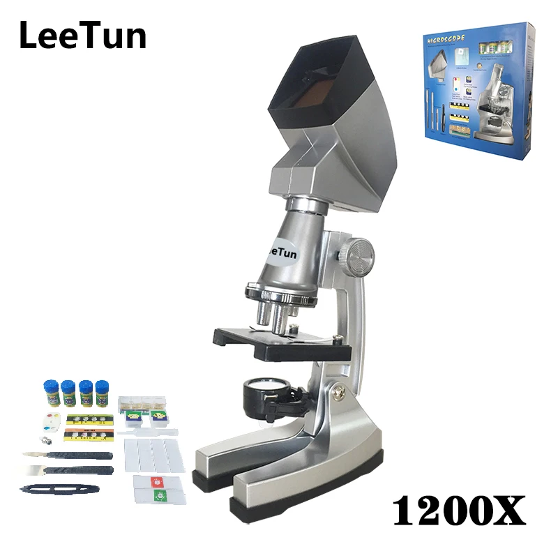 

1200x Biological Educational Microscope Kids Gift Students 10X-20X Zoom Monocular Head with Projector Girls and Boys Hot Toys