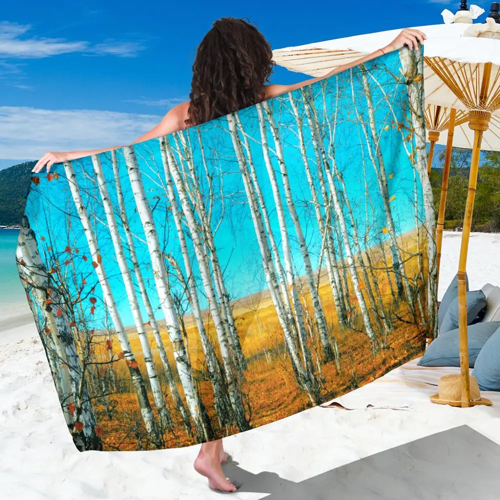 

Chiffon Beach Towel Charming Blue Sky Natural Forest 3D Beach Bikini Swimwear Cover-ups Chiffon Sarong Beachwear Scarf Shawl HOT