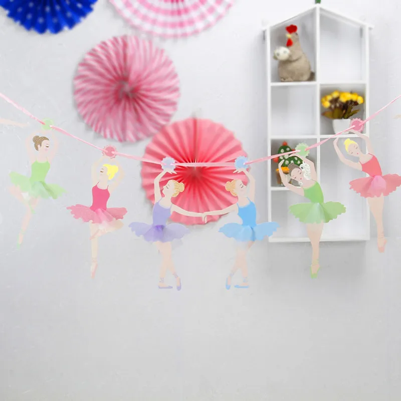 

New Ballet Dancer Paper Garland Girl Hanging Banner Bunting Birthday Party Paper Banners Flag Baby Shower Paper Banner Flags