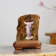 Натуральное дерево fossil Jesus портретное украшение креативное домашнее мягкое Украшение Дома Каменные наклейки подарок ремесло