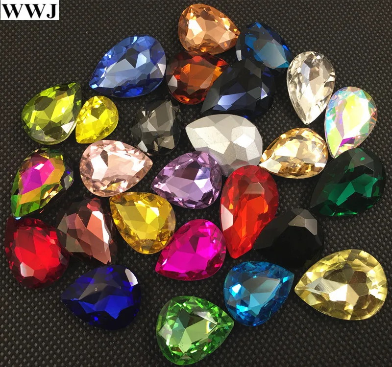 Все размеры цвета Кристалл каплевидный необычный камень заостренный назад ювелирные изделия в виде капли бусины стекло 7x10, 10x14~ 30x40 мм без отверстий Красочные капли