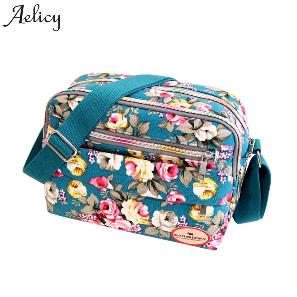 

Aelicy Casual Fashion Women Canvas Crossbody Bag Ladies Floral Handbag Shoulder Bag Female New Arrival Messenger Bag Women Small