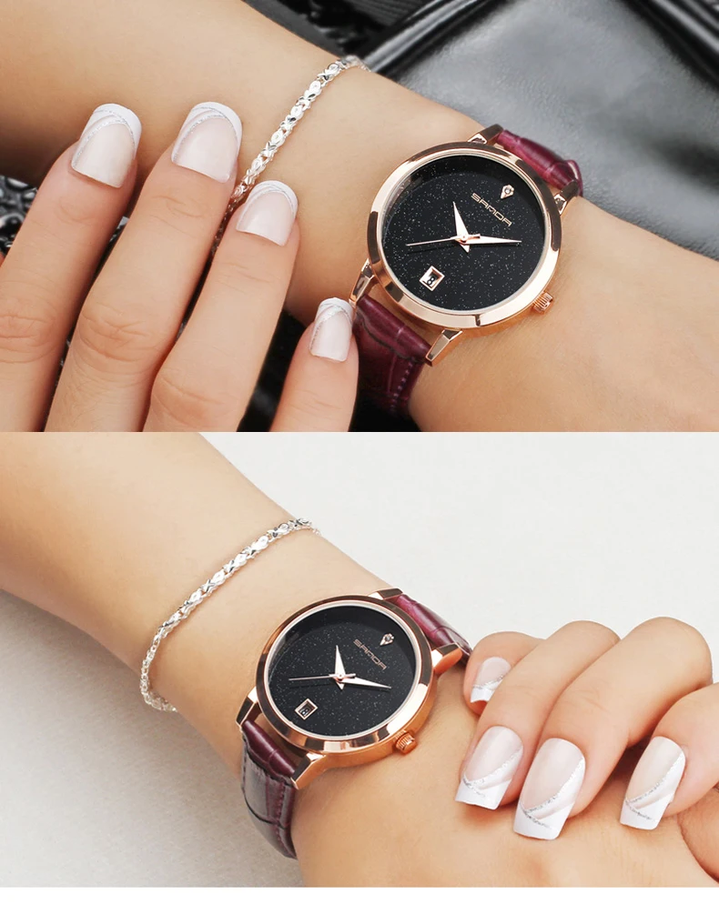 14 Montre à quartz dames montre en cuir étanche