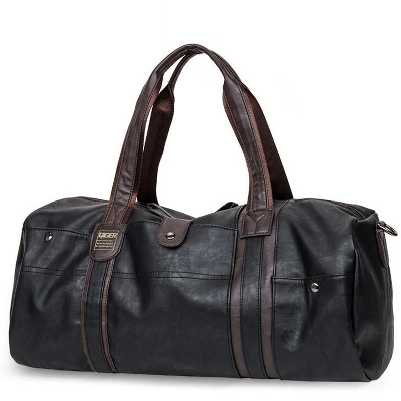 

Men Large-Capacity Travel Bags Bucket Casual PU Portable Shoulder Bags High Quality Men's Vintage Travel Duffle Bags X674