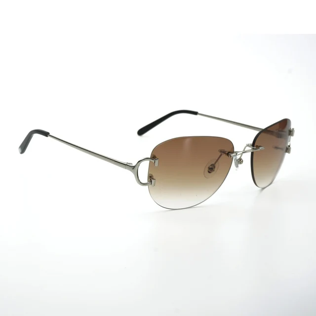 Metal Frame Oval Sunglasses for Men Rimless Eyewear Accessories Oculos