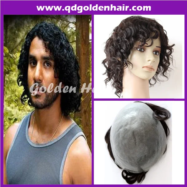 Reemplazo de pelo Natural parte peluca calva para hombre en de en