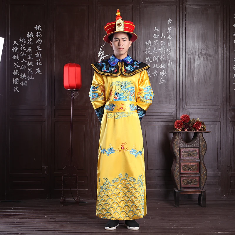 costumes Male costume robes Qing Dynasty Qianlong Emperor stage costumes ha...