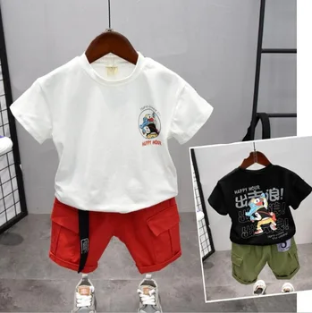 

Baby Boy Summer Clothes Set for Toddler Kids Clothing Cartoon Printed Short Sleeve Tshirt + Pants Boy Suit 2-6Years