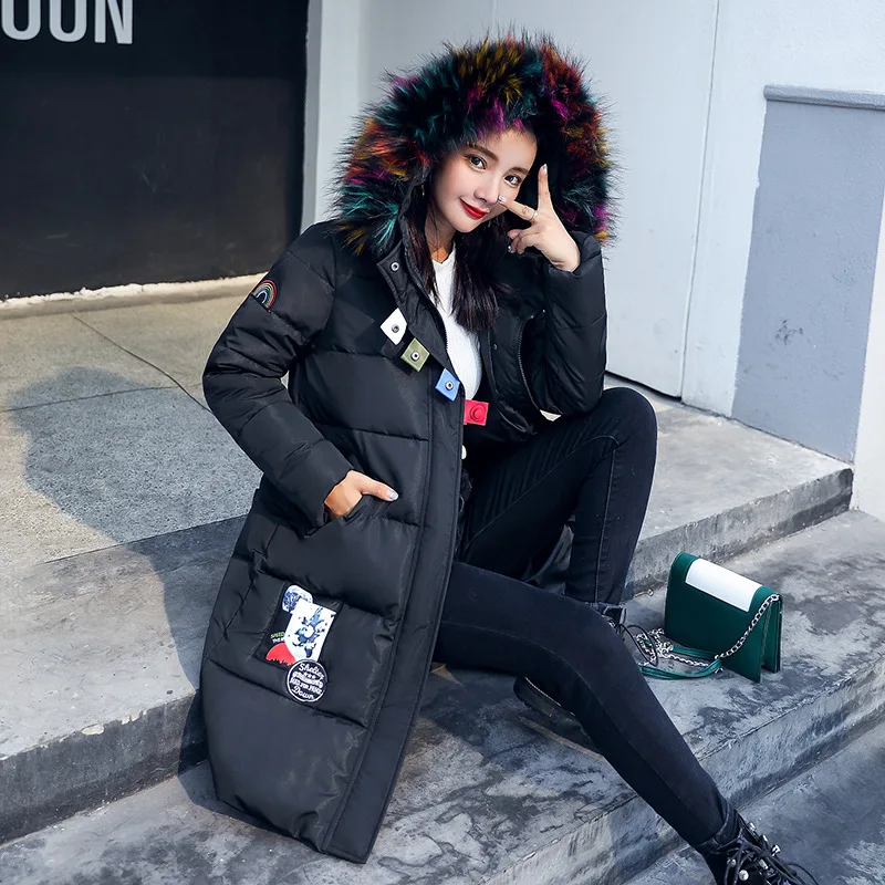 

2017 Winter Coat Women Parka Fashion Snow Wear Large Fur Collar Ladies Coats Long Thick Slim Womens Coats And Jackets Outerwear
