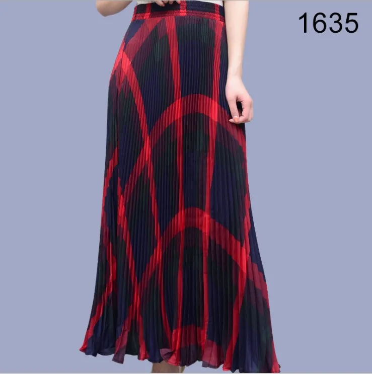 

GTGYFF summer stretch high waist maxi long vintage plaid chiffon skirt for women womens casual beach hobo skirts saia saisa