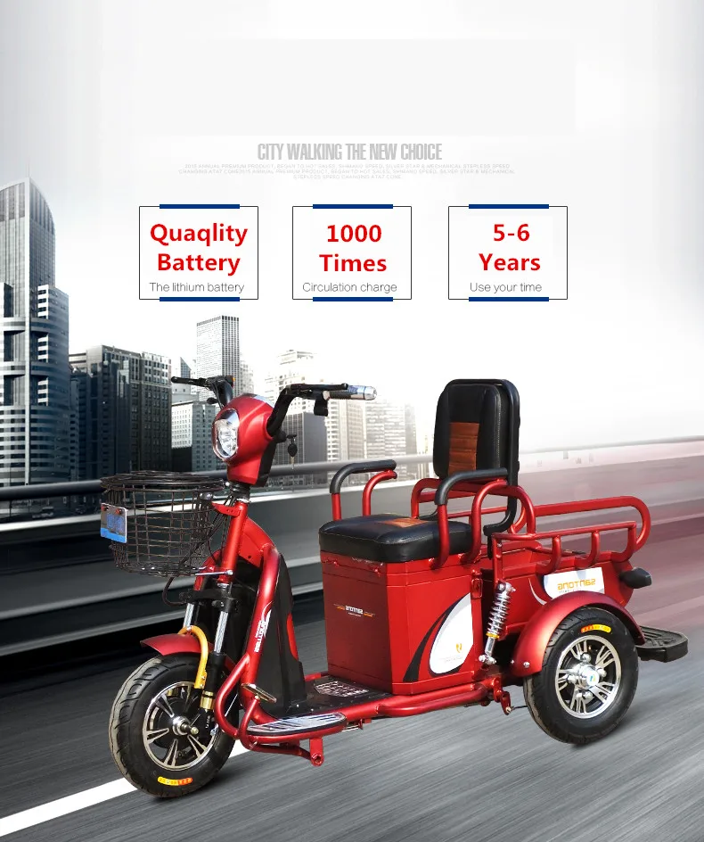 

48v 450w hydraulic shock absorber long travel range three wheel electric scooter/handicapped e-scooter