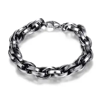 

Chain Bracelet Men Round Beads Double Layers Link Chain Bracelets Female Sterling Silver Jewelry 2019 Vintage Rock Men Bracelet