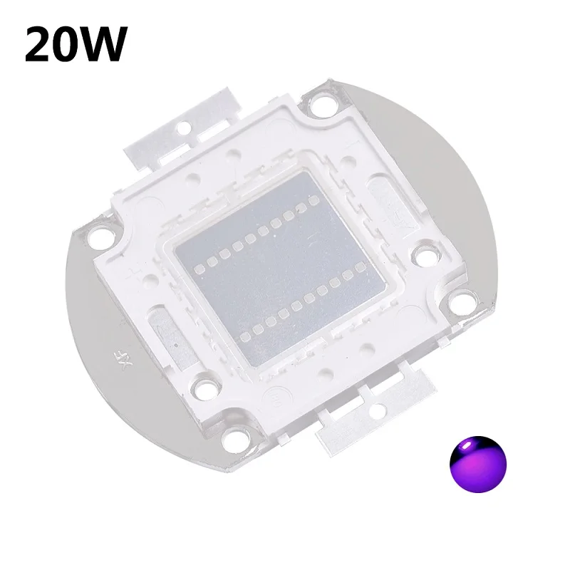 ANJOET 10 Вт 20 Вт 30 Вт 50 Вт лампы высокой мощности УФ фиолетовый светодиодный Интегральные чипы 395Nm высокой мощности COB ультрафиолетовые огни - Испускаемый цвет: 20W