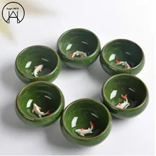 Зеленый чайный набор кунг-фу(6 шт.) Керамическая чайная чашка в китайском стиле дорожный чайный, кофейный набор чашек Ампер чайные наборы Binglie оптом Китай