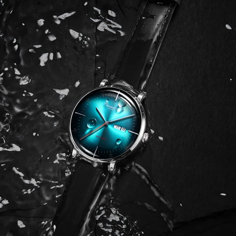 Синтетические сапфировые часы relogio masculino automatico a prova d agua montres automatiques de Lux homme mechanic стальной браслет