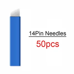 Microblading Вышивка крестом иглы для перманентных принадлежности для Макияжа Руководство бровей лезвия составляют 50 шт./лот 0,2 мм 14Pin