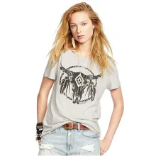 Для женщин Летняя футболка с принтом животного Скелет Bull Глава Печать Графический короткий рукав серый футболка Повседневное Топ Mujer Vestidos