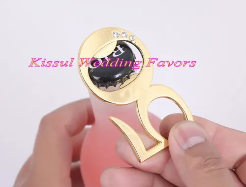 

(20 Pieces/lot) 50th Wedding and Party Anniversary favors of 50th Design Gold bottle opener for bridal shower Party favors