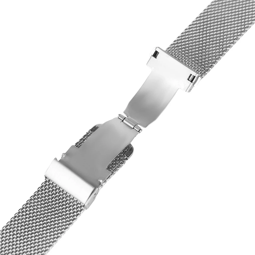 182022 mm Simple Mesh Watch Band Black Silver Replacement Hook Buckle for Men Women Wrist Bands Correa De Reloj (16)