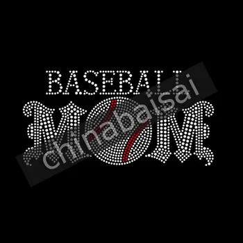 

Rhinestone Baseball MOM Iron on Transfers Wholesale Crystal Stones25 Pieces/Lot