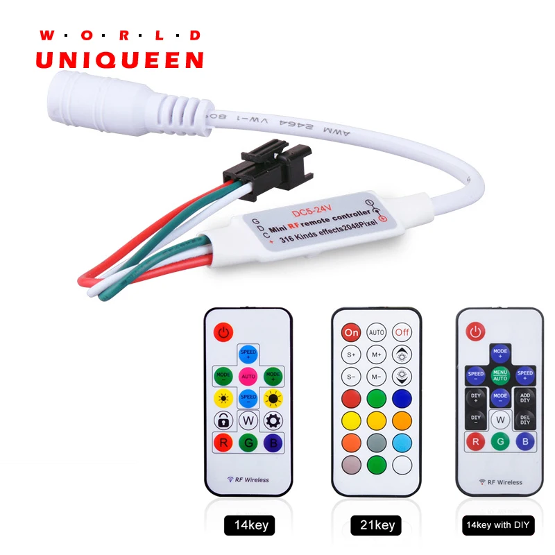 ИК RF 14key 21key DIY маленький светодиодный светильник контроллер полос для WS2811 SK6812 WS2812B